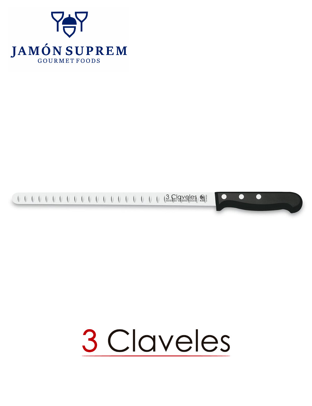Comprar CUCHILLO JAMONERO 3 CLAVELES 30 cm 8290 - IMPOTUSA