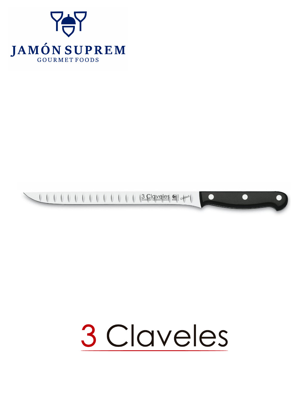 Cuchillo Jamonero 3 Claveles 24 cm Forgé