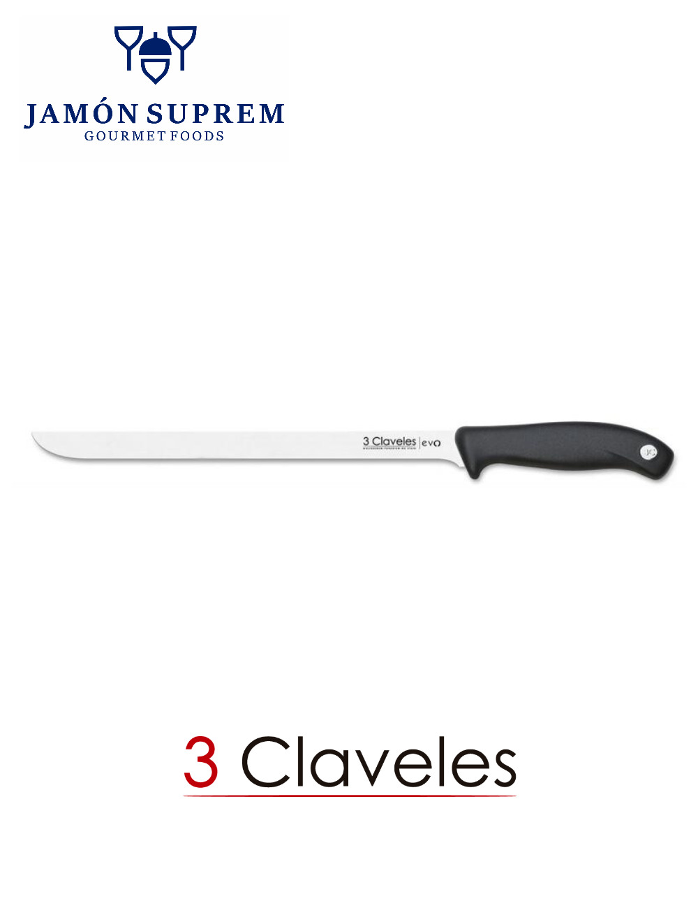 Compra 3 Claveles Set Cuchillo JAMONERO EVO Y CHAIRA B 3C, Negro, Gris, 25  cm en